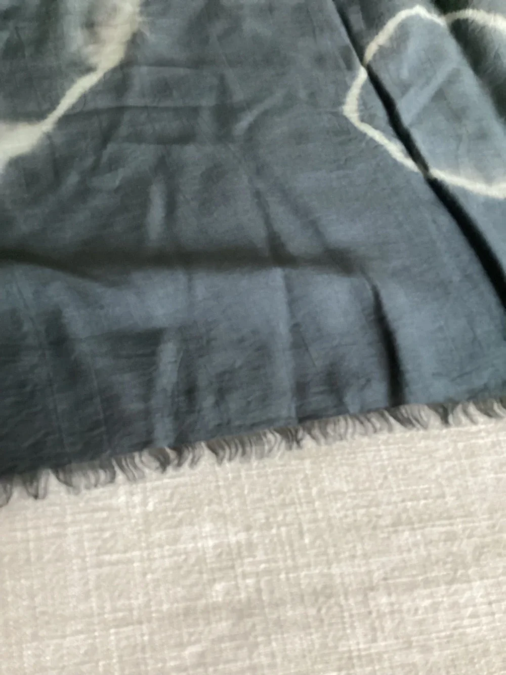 LUA Silk Linen Scarf Charcoal Tie Dye 33”x77” Lightweight Luxury Wrap NWT
